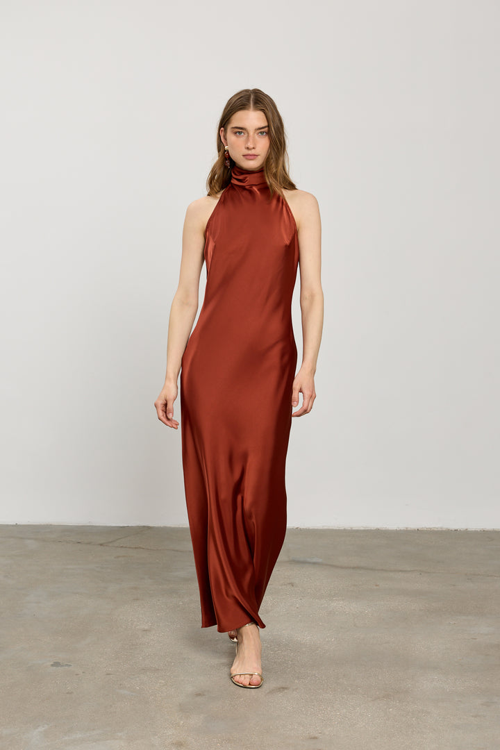 Clara evening dress | Rust