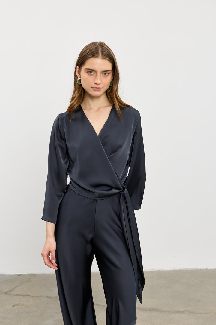 Maria wrap top | Dark Grey