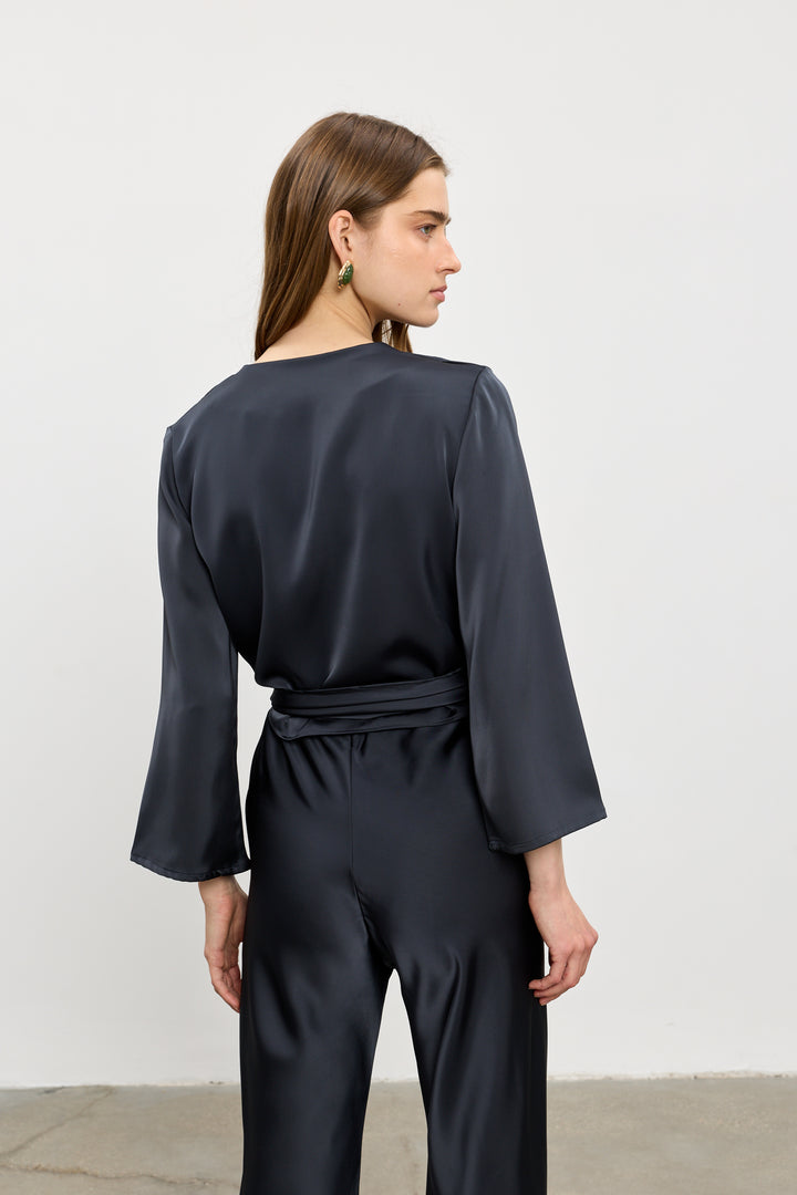 Maria wrap top | Dark Grey
