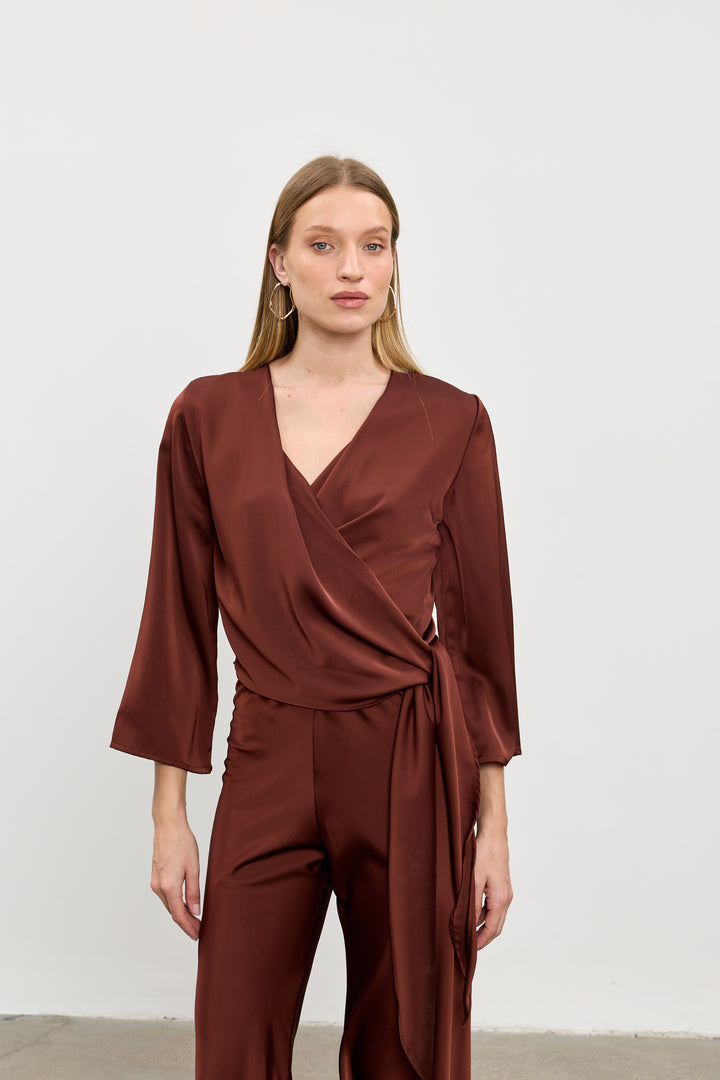 Maria wrap top | Wine