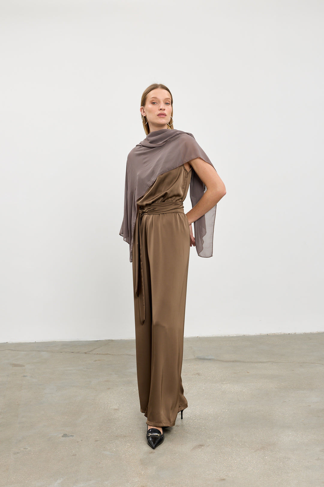 Chiffon scarf | Brown