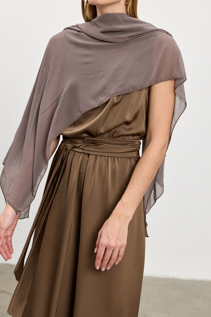 Chiffon scarf | Brown