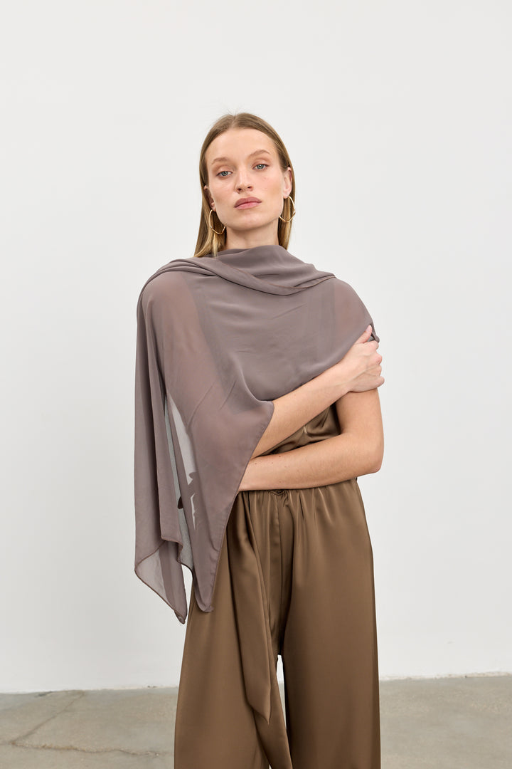 Chiffon scarf | Brown