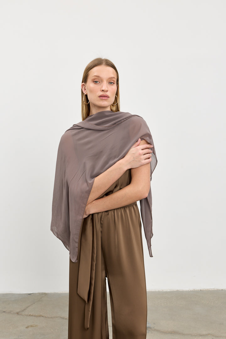 Chiffon scarf | Brown