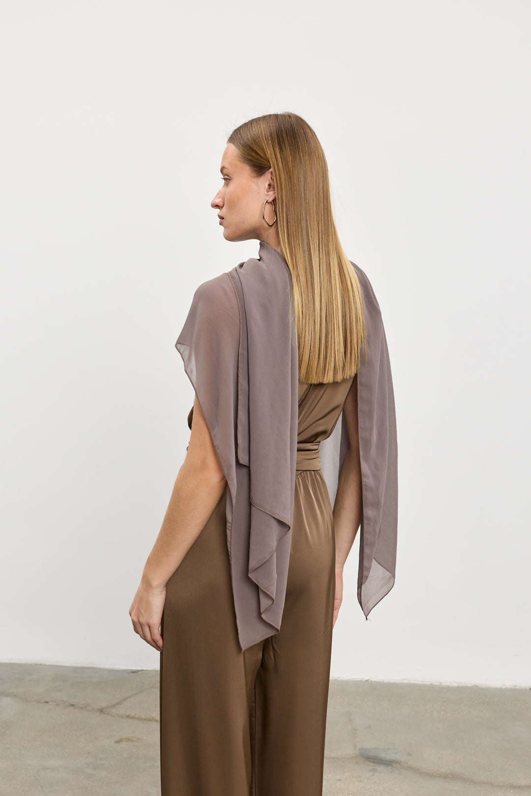 Chiffon scarf | Brown