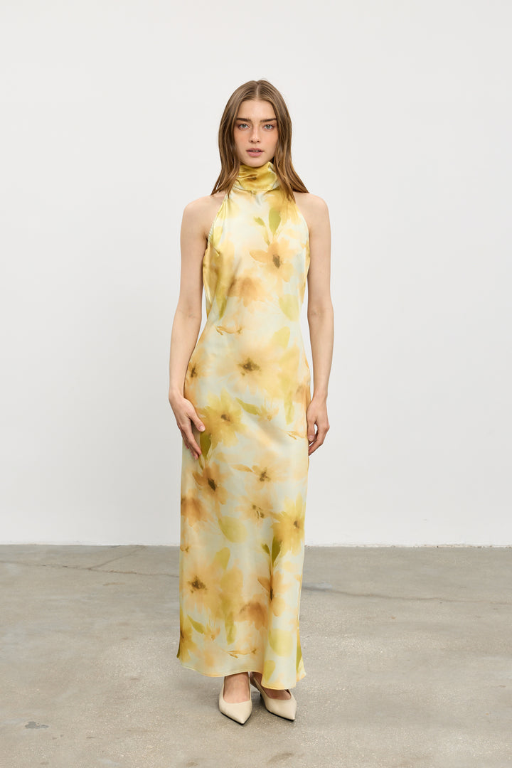 Clara evening dress | Yellow Flowers