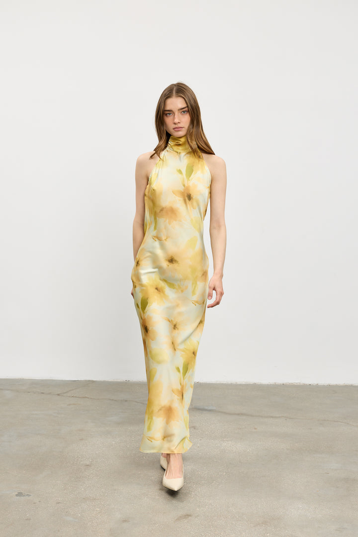 Clara evening dress | Yellow Flowers