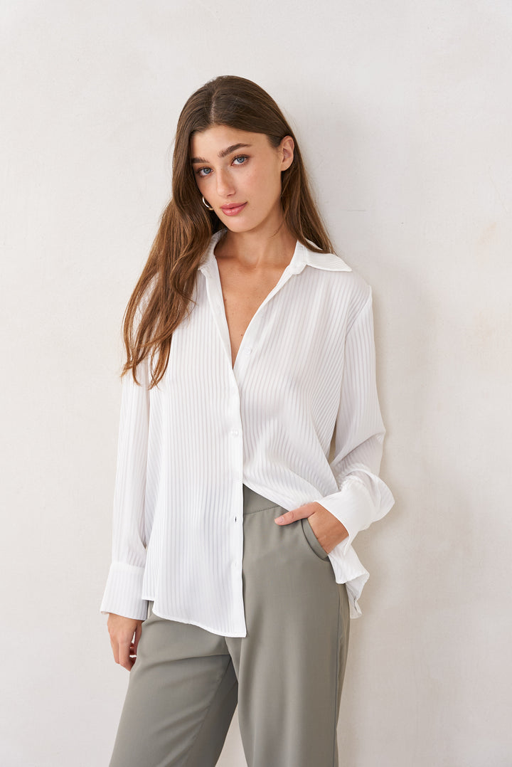 Sylvia Shirt | White Stripe