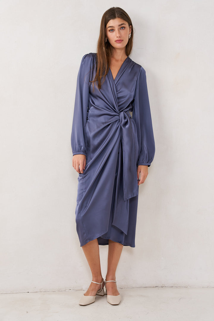 Eva wrap dress | Steel blue