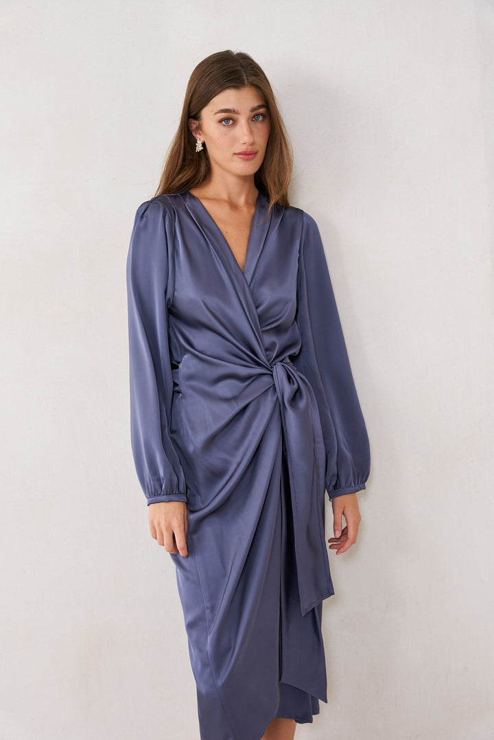 Eva wrap dress | Steel blue