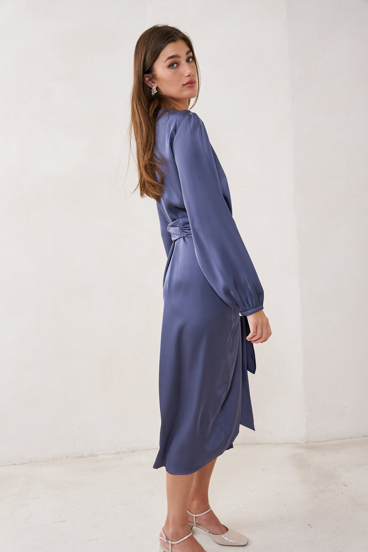 Eva wrap dress | Steel blue