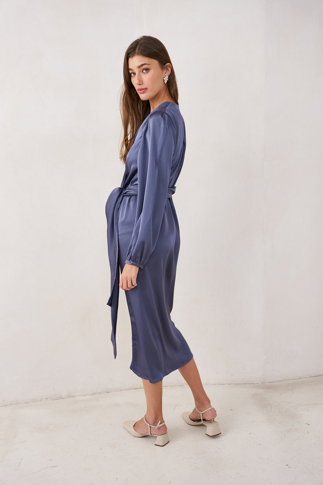 Eva wrap dress | Steel blue