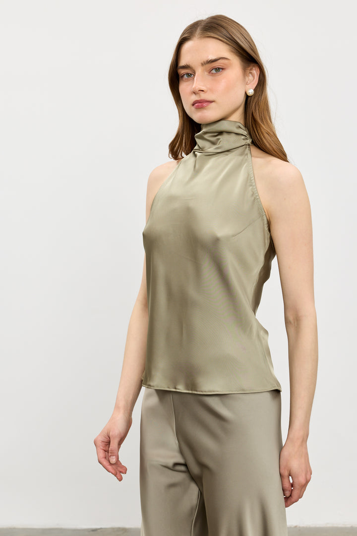Lita collar top | Olive