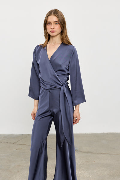 Maria wrap top | Steel Blue