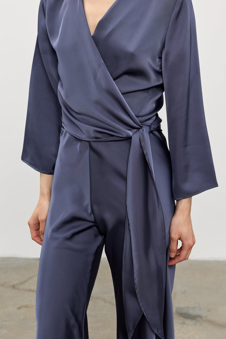 Maria wrap top | Steel Blue