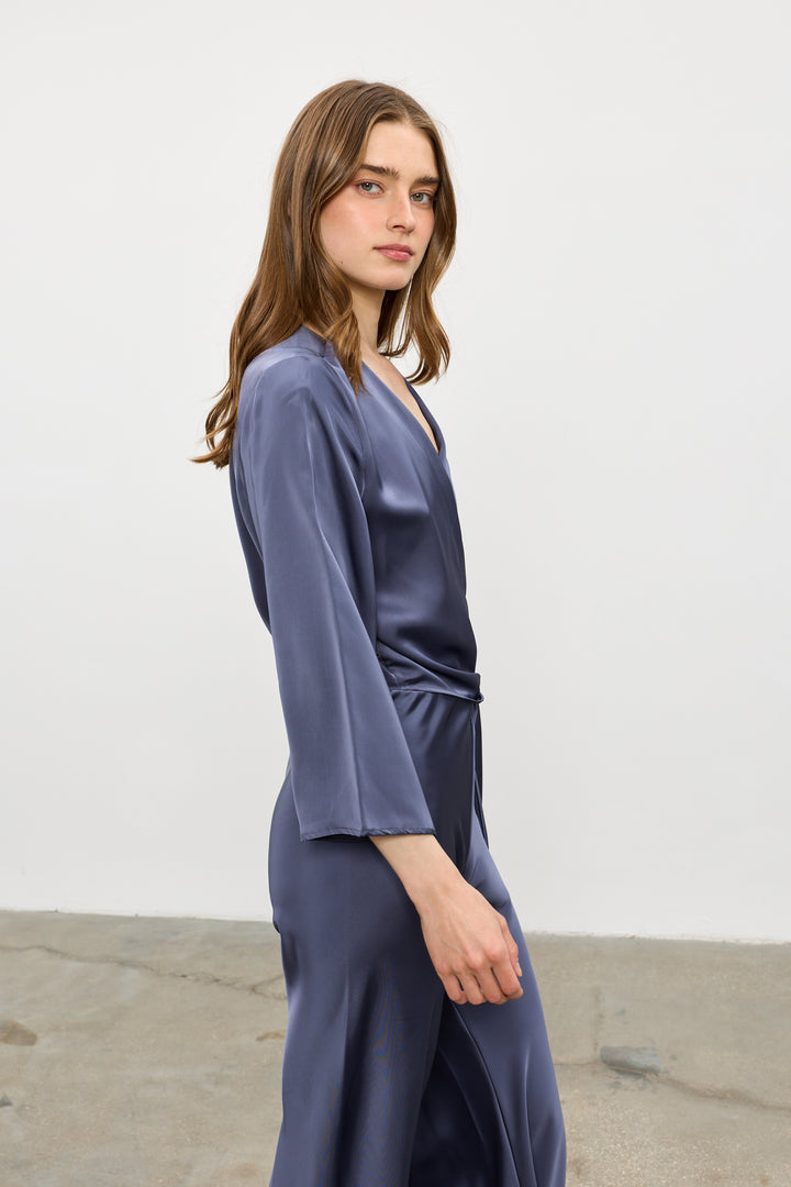 Maria wrap top | Steel Blue