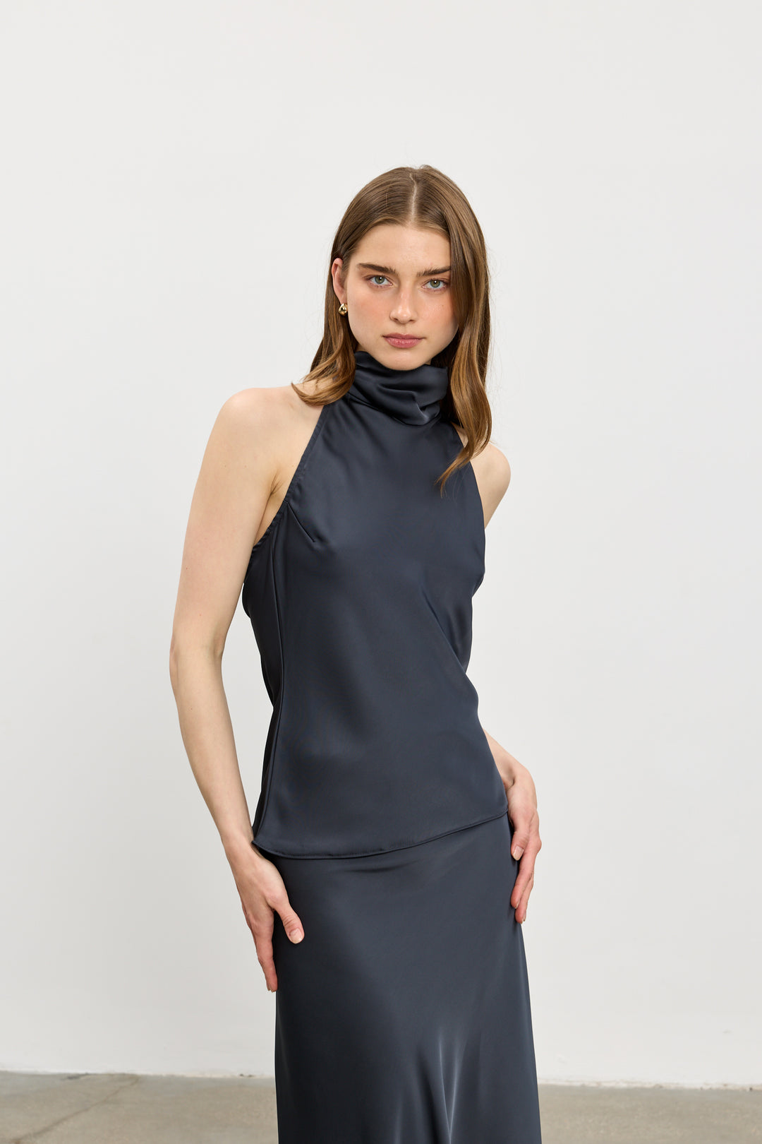 Lita collar top | Dark Grey