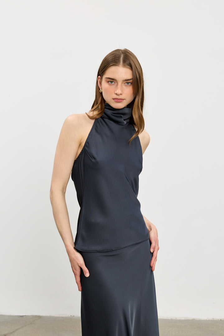 Lita collar top | Dark Grey