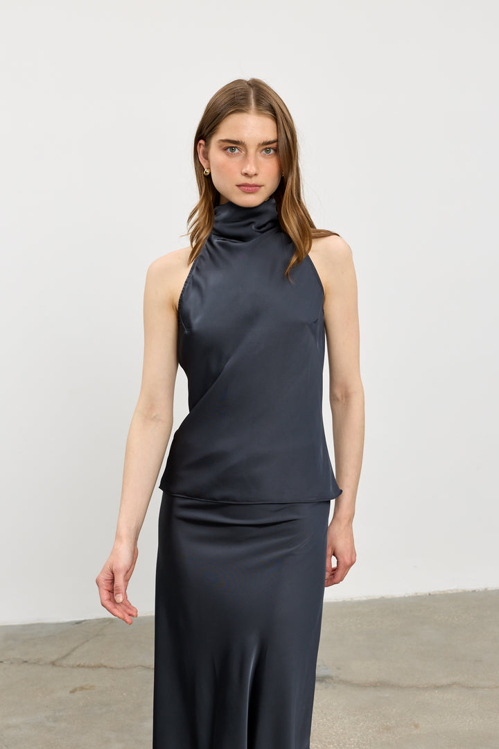 Lita collar top | Dark Grey