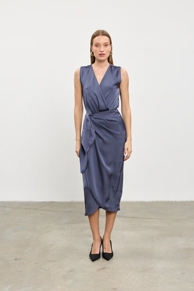 Kamilia wrap skirt | Steel blue