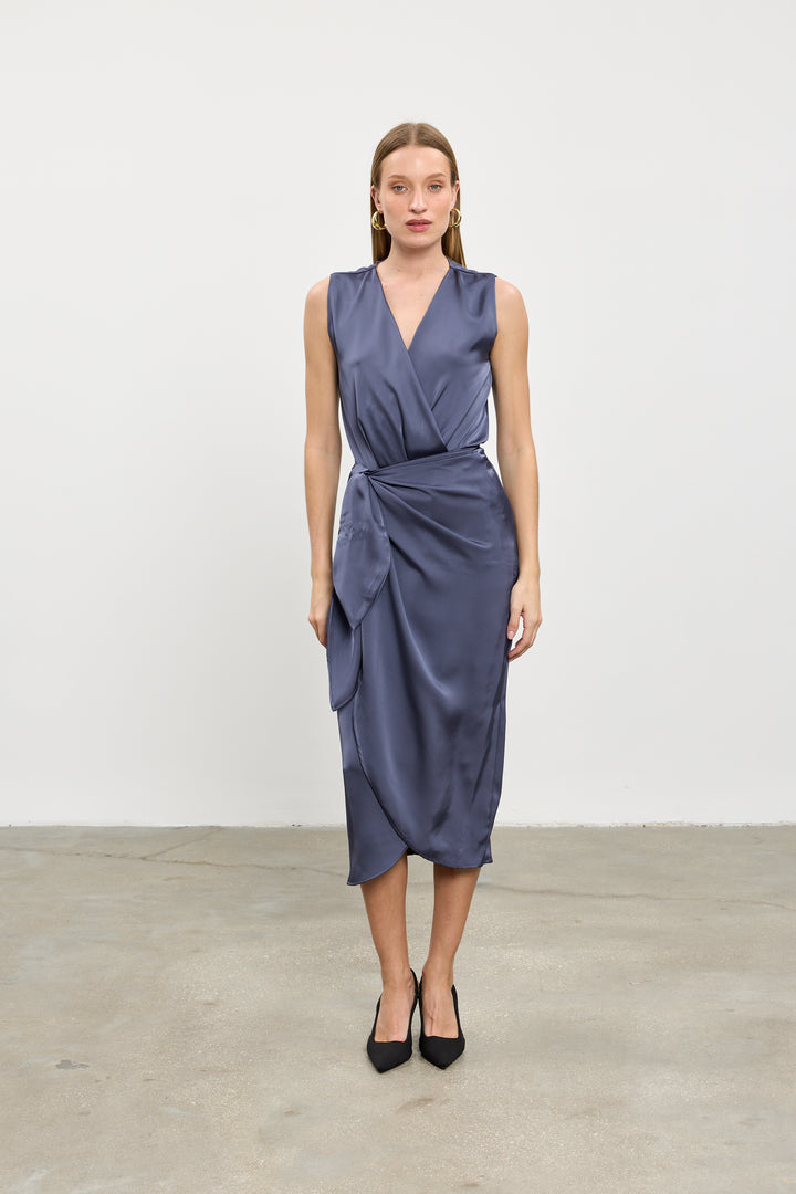 Kamilia wrap skirt | Steel blue