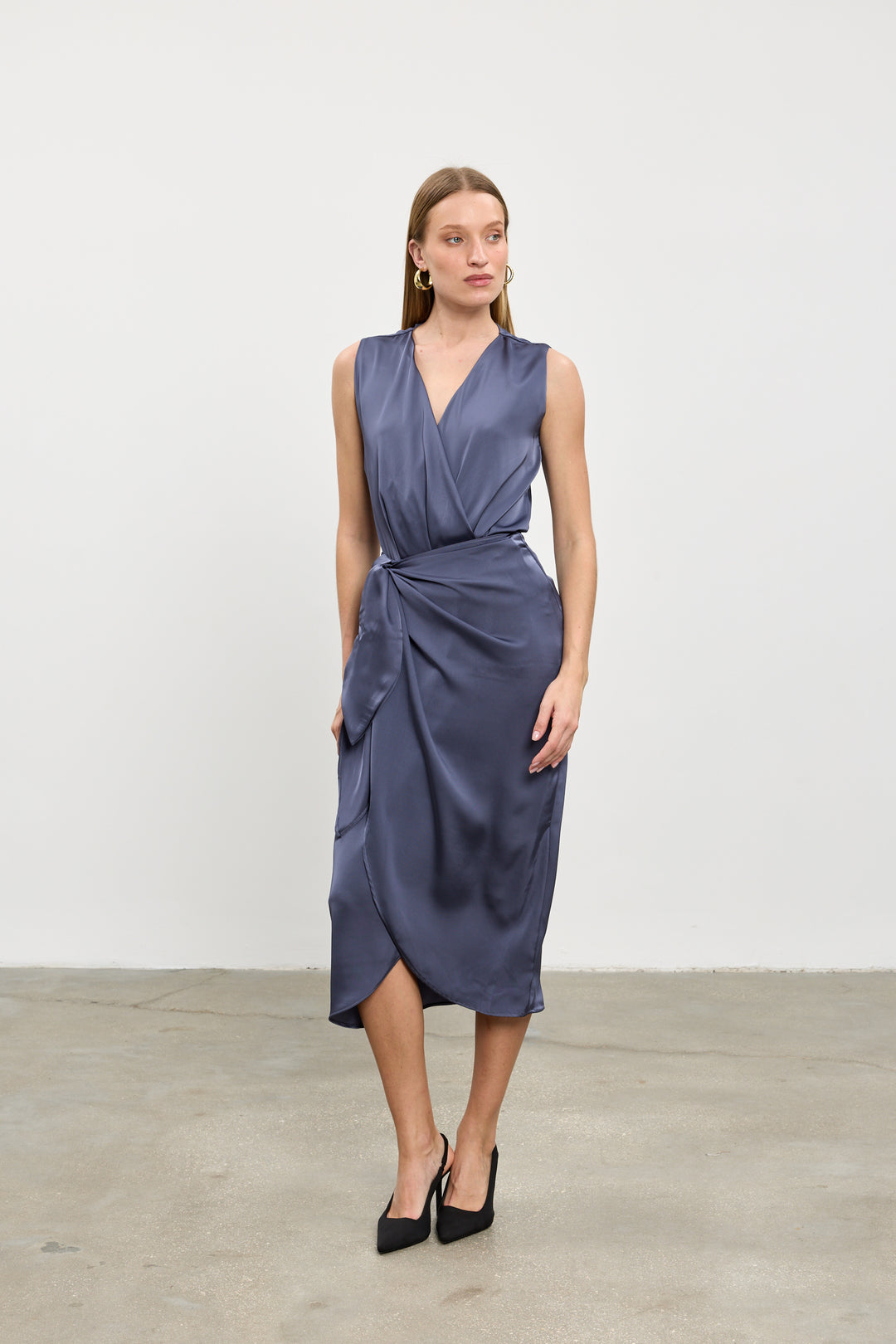 Kamilia wrap skirt | Steel blue