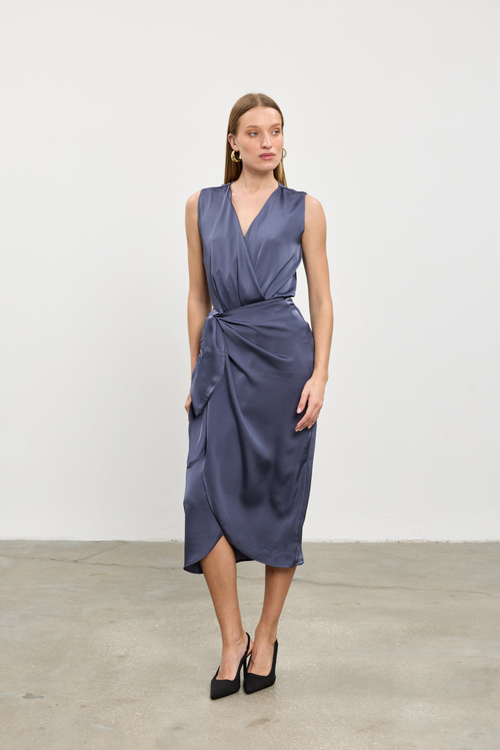 Kamilia wrap skirt | Steel blue