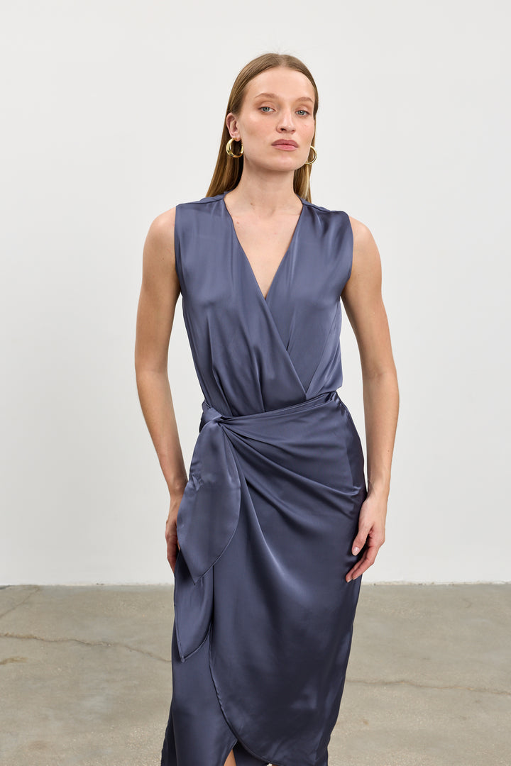 Kamilia wrap skirt | Steel blue