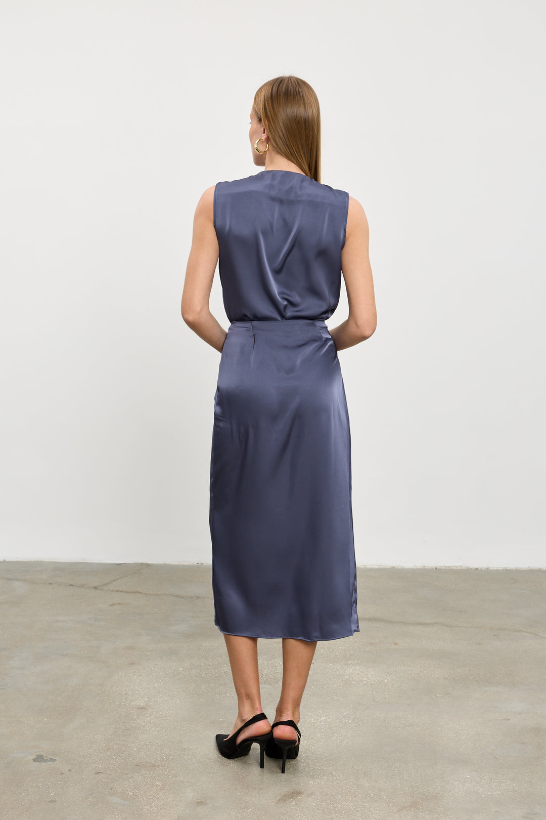 Kamilia wrap skirt | Steel blue