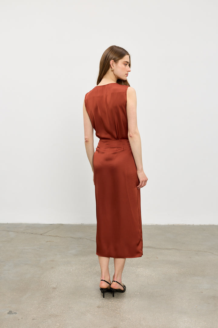 Kamilia wrap skirt | Rust