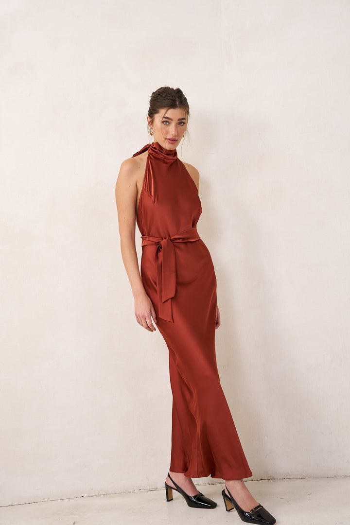Clara evening dress | Rust