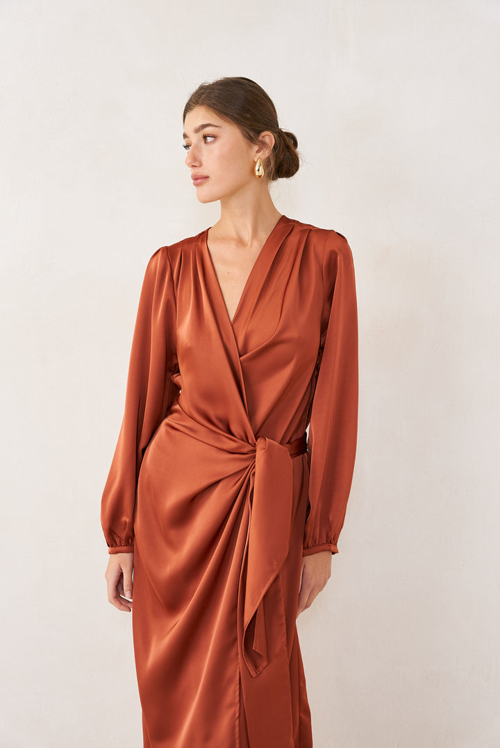 Eva wrap dress | Rust