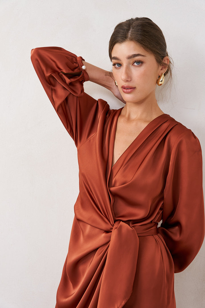 Eva wrap dress | Rust