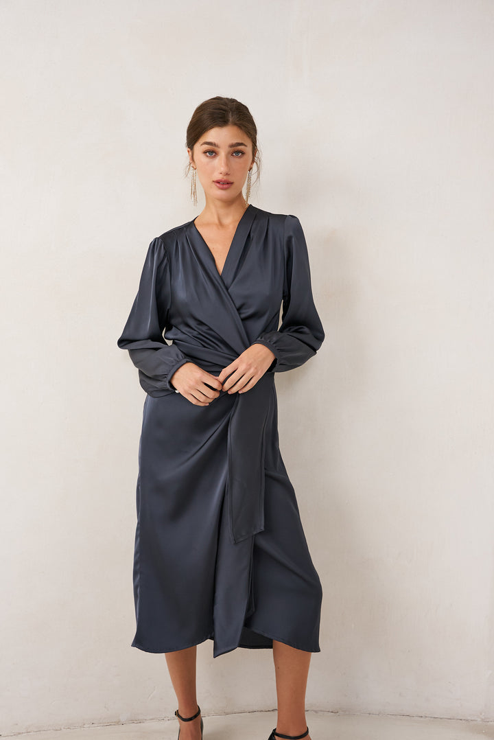 Eva wrap dress | Dark grey