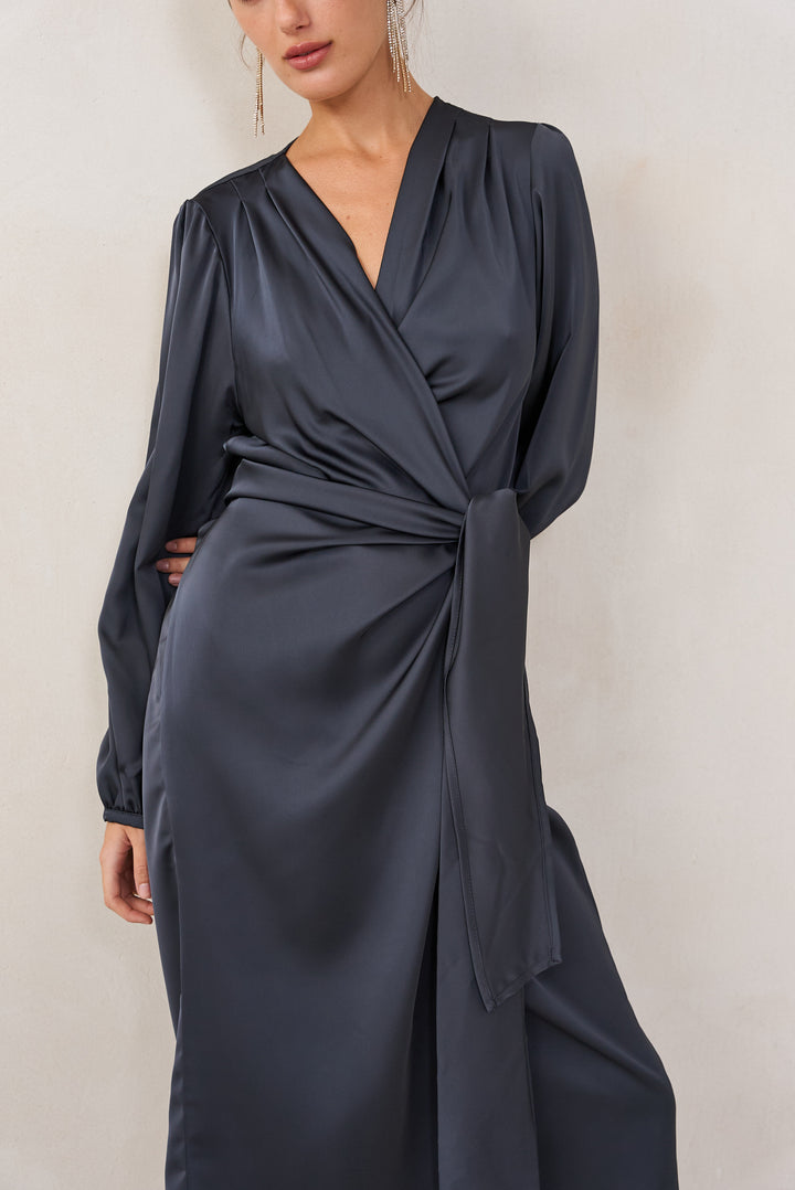 Eva wrap dress | Dark grey