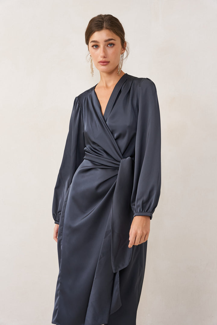 Eva wrap dress | Dark grey