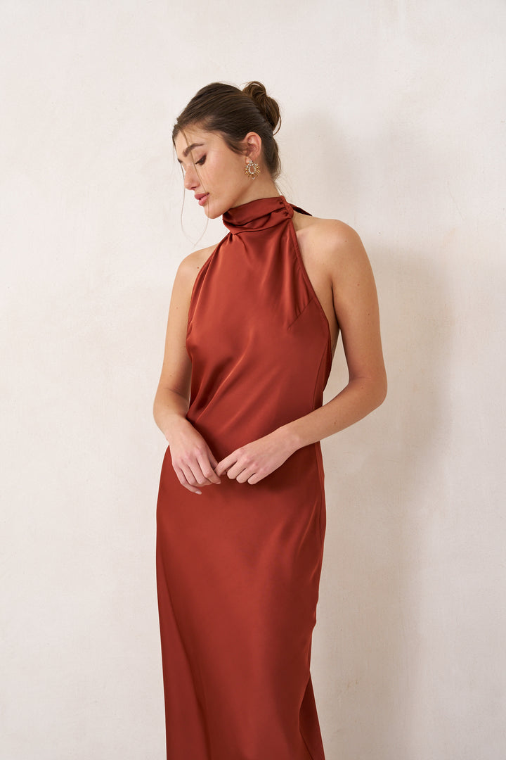 Clara evening dress | Rust