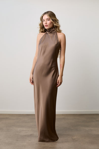 Clara evening dress | Coffee