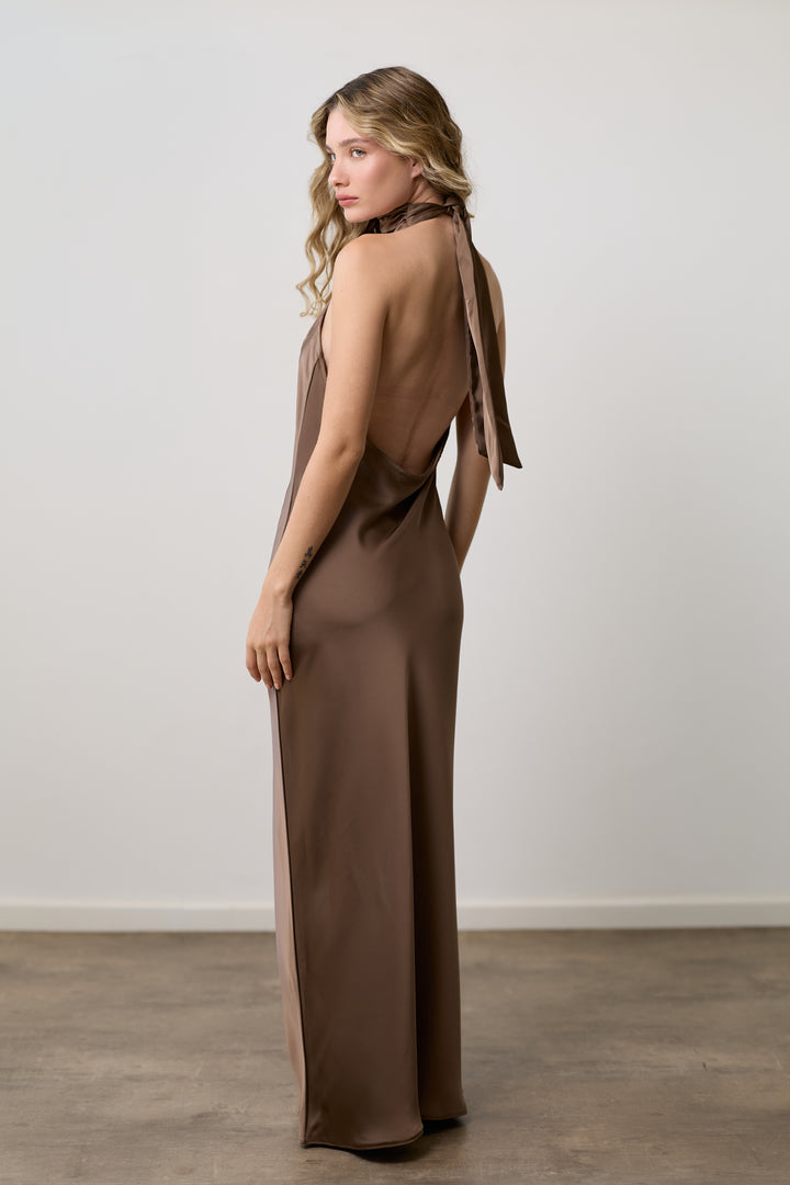 Clara evening dress | Coffee