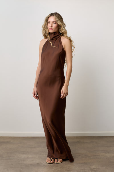 Clara evening dress | Dark Chocolate Brown