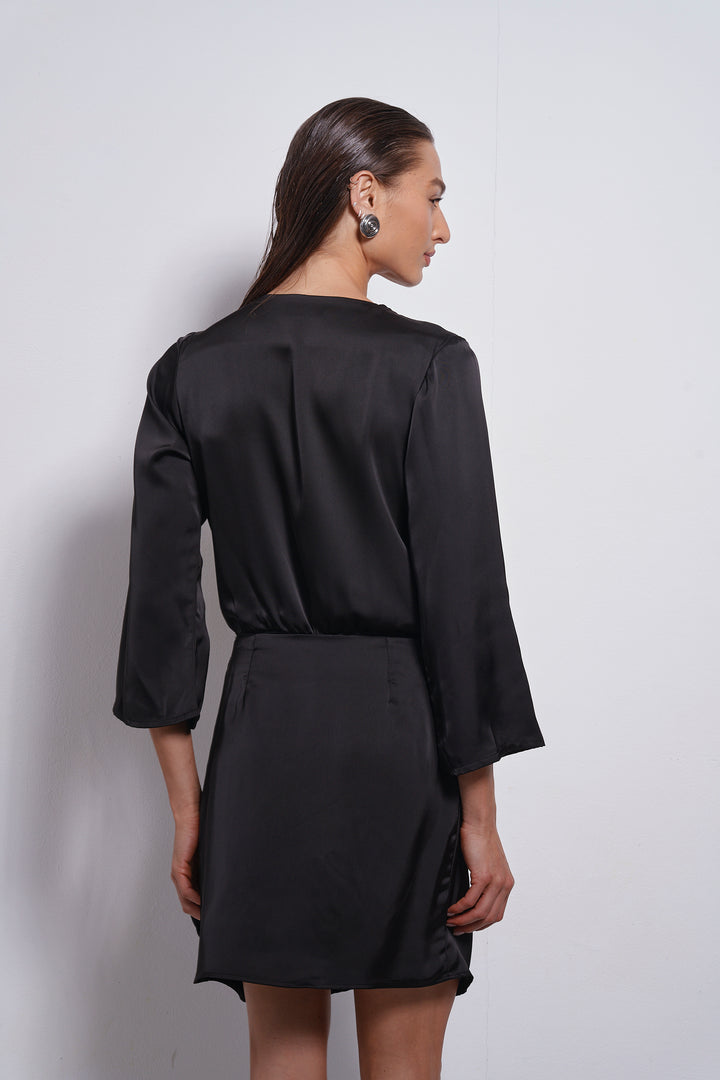 Alma Wrap Bodysuit | Black