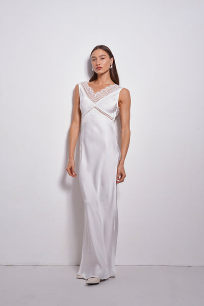 Alexia Lace Evening Dress | White