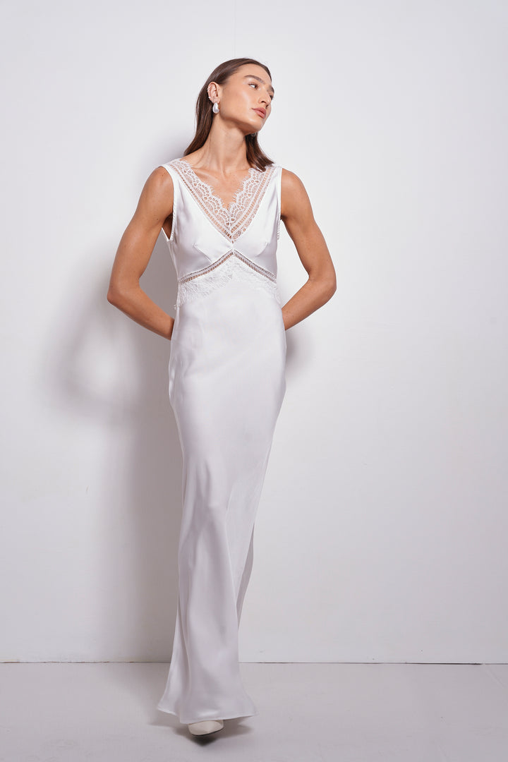 Alexia Lace Evening Dress | White