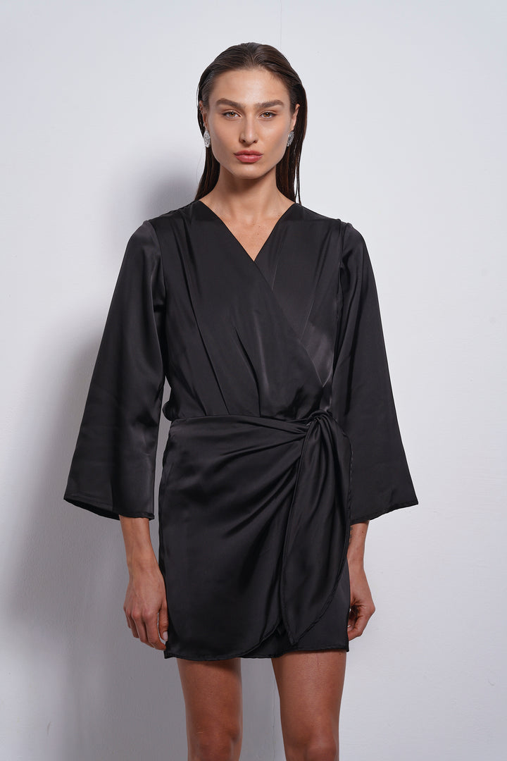 Saly Mini wrap skirt | Black