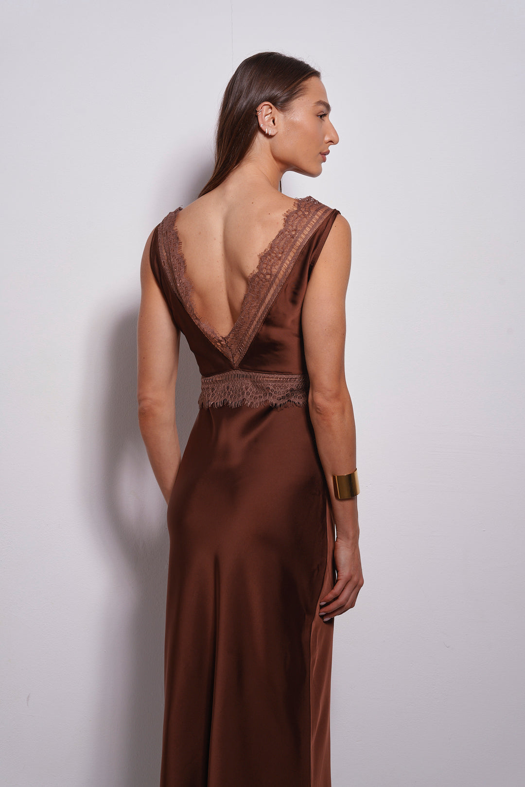 Alexia Lace Evening Dress | Dark Chocolate