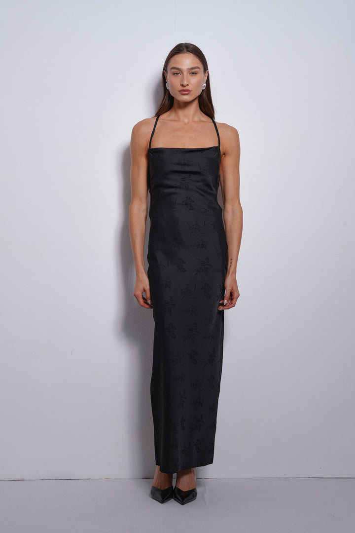 Annabel slip dress | Black Jacquard
