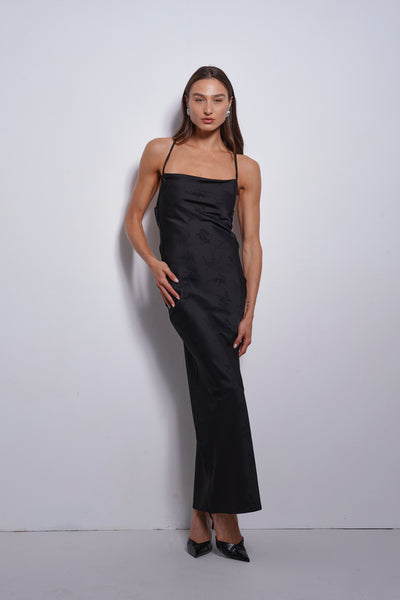 Annabel slip dress | Black Jacquard