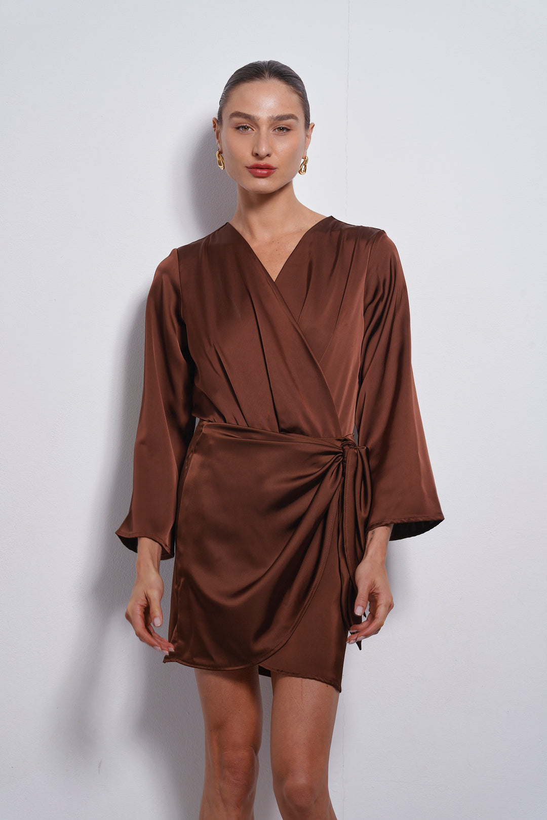 Alma Wrap Bodysuit | Chocolate Brown