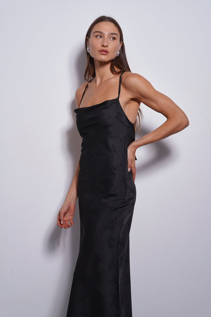 Annabel slip dress | Black Jacquard