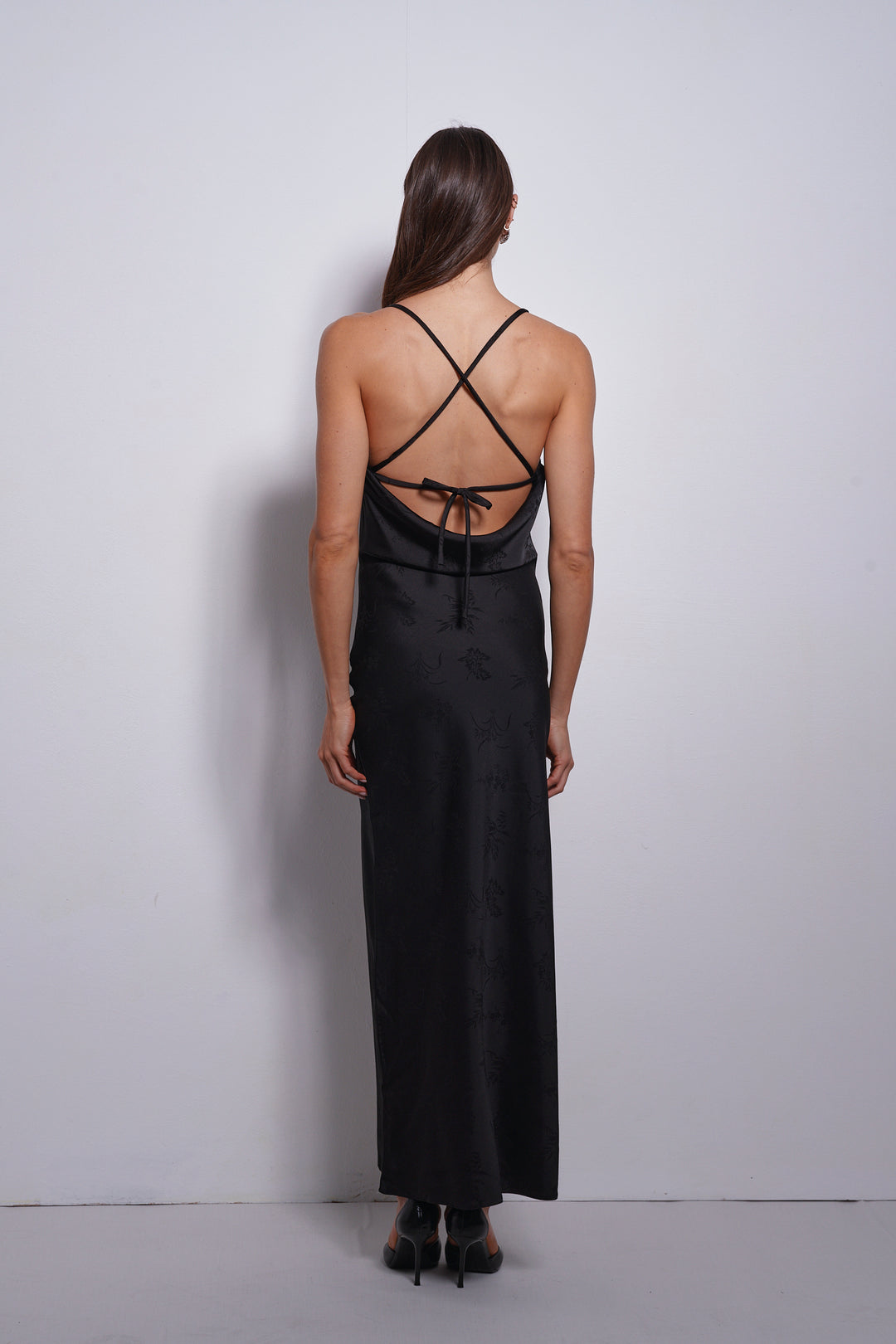 Annabel slip dress | Black Jacquard